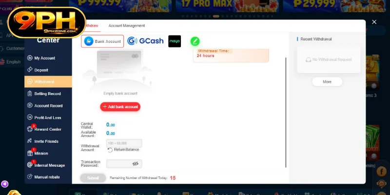 Detailed 3-step guide to 9PH withdraw money from