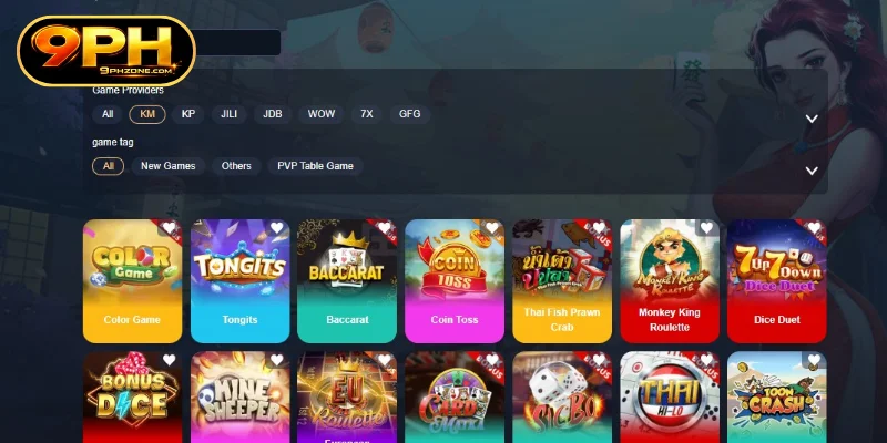 The attractive 9PH card games lobby you shouldn't miss